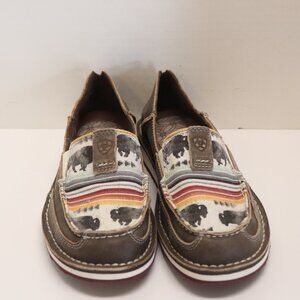 Ariat Women's Shoes Size 8B Brown and Off White with Buffalos and Flaws
